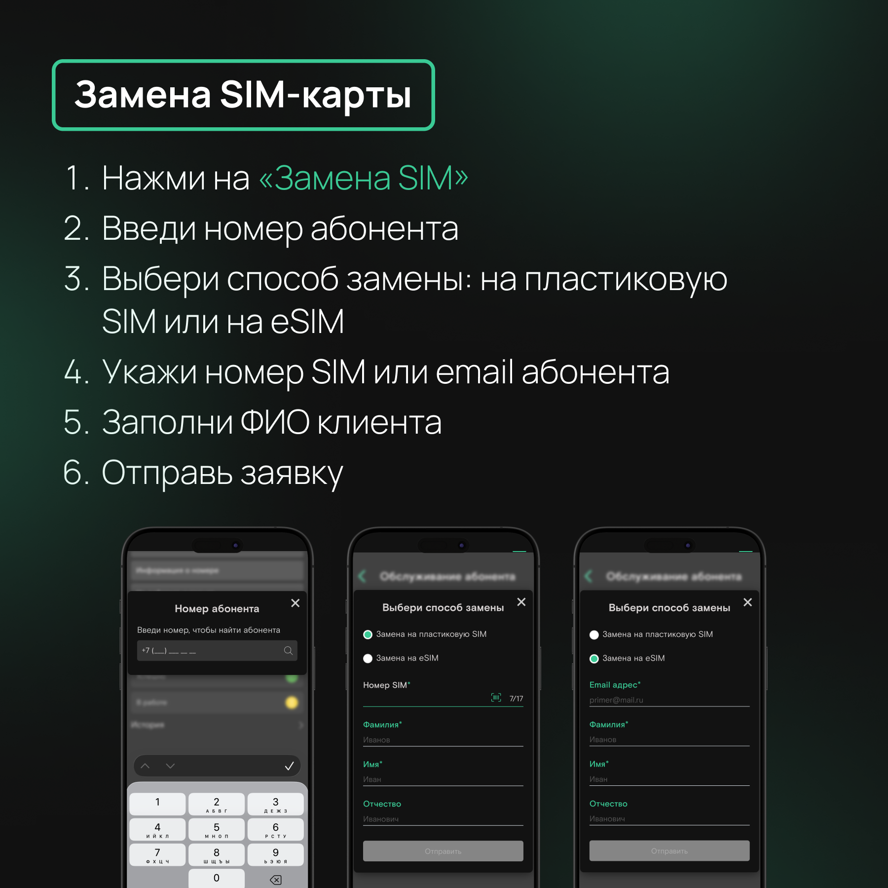 Замена SIM-карты